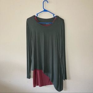 Logo Lori Goldstein 2 Piece Tunic Top Green / Orange Medium